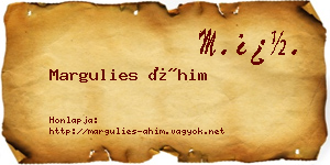 Margulies Áhim névjegykártya